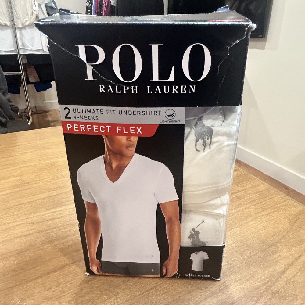 Polo Ralph Lauren V Neck Undershirt Mens S White Perfect Flex 2 Pack Modal NIB